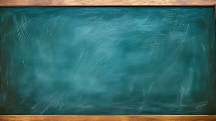 Leinwandbilder - Empty green chalkboard or blackboard in a classic classroom setting providing a surface for writing displaying information or delivering educational content