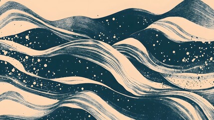 Wall Mural - Mesmerizing Cosmic Landscape with Flowing Celestial Waves and Twinkling Stars in the Night Sky