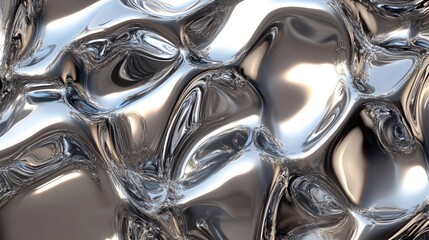 Fototapete - Mesmerizing Liquid Metal Morphing Abstract Digital Art Background  Futuristic and dynamic swirling metallic texture with shiny reflective and distorted surface effects