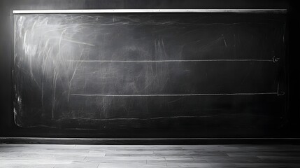 Poster - Minimalist chalkboard or blackboard background with clean empty space for education academic teaching or learning concept  Dark classroom interior with copy space for text or design