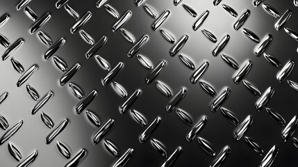 Leinwandbilder - Seamless diamond plate pattern texture with a shiny reflective metallic surface in a dark industrial and modern style  Highly polished and repetitive geometric grid lines and shapes