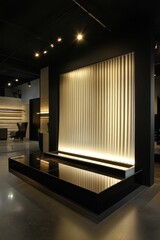 Poster - Illuminated water feature, modern minimalist interior design.