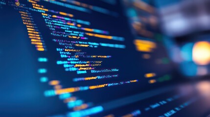 Abstract Close-up of Colorful Computer Code on a Screen
