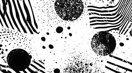 Aufkleber - Striking Abstract Black and White Geometric Shapes and Patterns Background Design