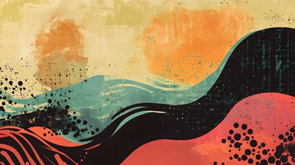 Poster - Surreal Landscape with Vibrant Celestial Hues and Organic Shapes