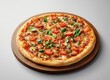 © zava zavi - Delicious Tomato Basil Pizza with Sausage on Wooden Board