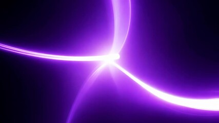 Wall Mural - dynamic purple and white light trails: abstract animation over dark background