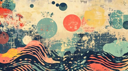 Aufkleber - Vibrant Abstract Expressionist Grunge Texture Backdrop with Colorful Digital Brushstrokes and Layers