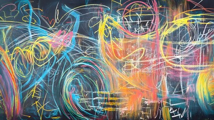 Poster - Vibrant Abstract Expressionistic Digital Painting with Dynamic Fluid Motions and Swirling Shapes  Colorful and imaginative artwork with a sense of movement energy and emotion  Psychedelic surreal