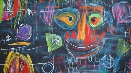 Poster - Vibrant and colorful surreal graffiti art displayed on an urban wall  The abstract and expressive design features a bold psychedelic composition with a variety of shapes textures and patterns