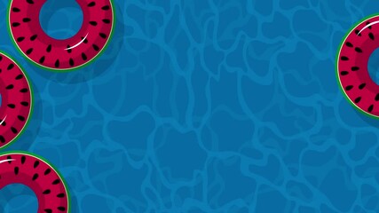 Wall Mural - summer concept design of inflatable watermelon in swimming pool with copy space video 4k