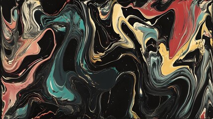 Aufkleber - Vibrant Fluid Abstraction A Captivating Swirl of Colors and Motions Evoking a Sense of Boundless Energy and Expression  This Digital Artwork Showcases a Mesmerizing Fusion of Dynamic Fluid Patterns