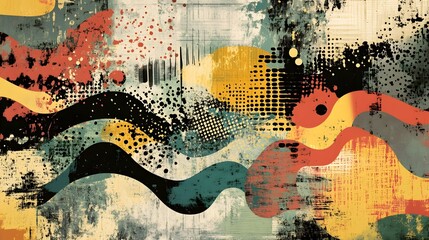 Aufkleber - Vibrant Fluid Dynamics   Expressive Multicolored Splatters and Brush Strokes on Abstract Canvas