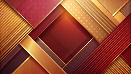 Wall Mural - Abstract geometric design with vibrant red and gold hues, featuring a textured pattern with subtle depth and a central square shape