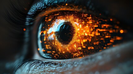 Digital Eye, Data Stream, Closeup, Futuristic, Abstract Background