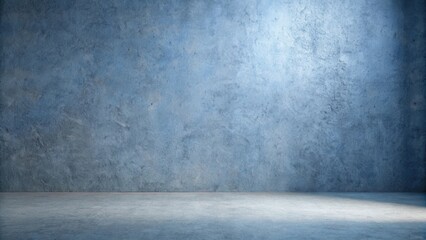 Aufkleber - Simple and elegant blue concrete wall with a smooth floor and a single light source
