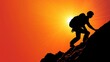 © Lush Diaries - Silhouette of a person climbing a mountain at sunset.