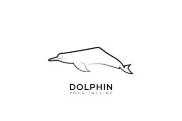 River dolphin silhouette logo, dolphin flat logo design, dolphin simple logo