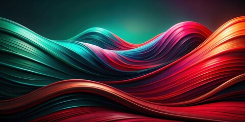 Fototapete - Abstract Saturated Waves of Color in a Gradient of Red, Green, and Blue Hues