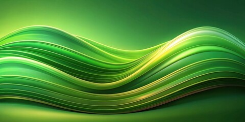 Fototapete - Abstract Green Swirling Lines, Flowing in Smooth Curves, Creating a Dynamic and Energetic Design