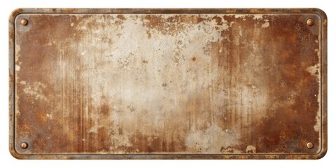 Poster - A weathered metal sign with a rusty brown patina and four rivets for attaching it to a surface