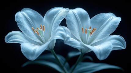 Sticker - Twin lilies, dark background, studio shot, floral design