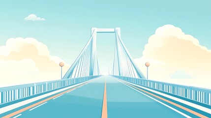 Leinwandbilder - Empty Road Bridge on Sunny Day, Calm and Peaceful