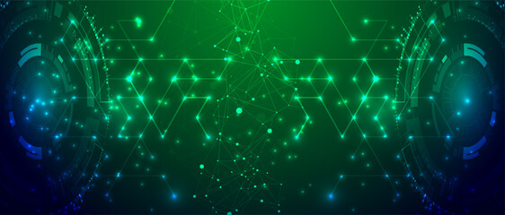 Aufkleber - Vector isometric illustration. Digital technology and engineering background with glowing effect and numbers.