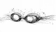 © Stanislav - Artistic black and white line drawing of swimming goggles with dynamic splash effect