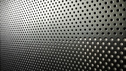 Aufkleber - A metallic surface with a repeating pattern of circular holes, creating a textured and industrial aesthetic.
