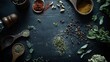 © Chayanin Wongpracha - aromatic spices and herbs on dark background