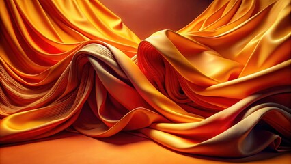 Aufkleber - Abstract Drapery of Smooth Golden Fabric with Light Reflecting and Creating Depth