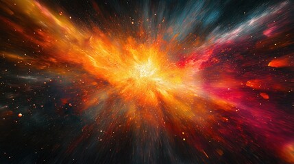 Wall Mural - Fiery cosmic explosion with vibrant nebula and glowing space particles