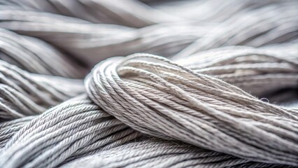Leinwandbilder - A closeup of a soft, intricate skein of woven white string, showing the delicate texture and intricate details of the yarn.