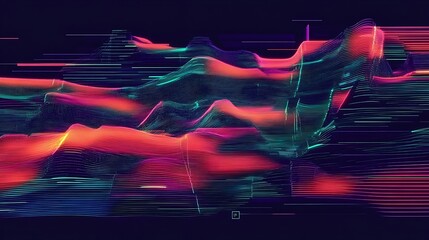 Leinwandbilder - Abstract digital landscape with vibrant colors and motion blur.  Possible use  Background for tech or design presentations