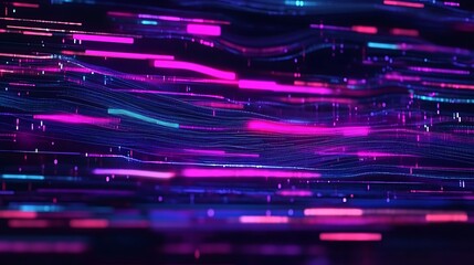 Leinwandbilder - Abstract neon lines flowing.  Dynamic glowing digital lines. Potential use in design, technology presentations