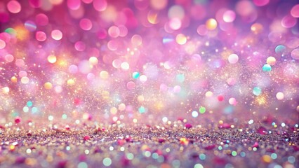 Wall Mural - A glittering backdrop of shimmering light with soft pink and purple hues, perfect for showcasing products, celebrations, or magical concepts.