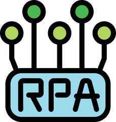 Wall Mural - rpa symbol connecting multiple nodes, representing business process optimization through robotic pro