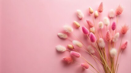 Wall Mural - Delicate pink and cream flower arrangement on a pink background