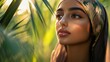 © Hardy - A beautiful closeup of a girl basking in sunlight amidst the greens at Masdar City, styled in premium resort-inspired wear with elegance.