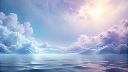 Poster - Dreamy Cloudscape with Softly Waving Water and a Gentle Glow