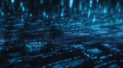 Digital data stream flowing on circuit board, futuristic background, technology concept