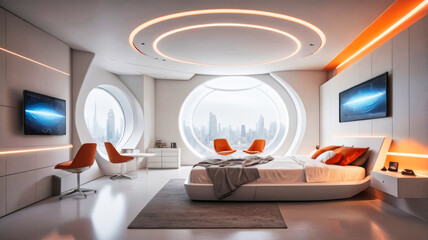 Wall Mural - high tech bedroom on a spaceship or in a laboratory