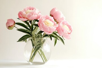 Poster - A decorative vase filled with pink flowers sits on a table, perfect for home decor or event use