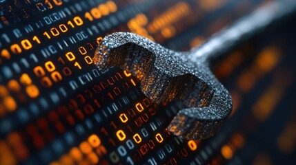 Digital wrench fixing binary code background
