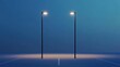 © yong - Two street lamps, minimalistic design, against a blue background, flat illustration, 3D rendering