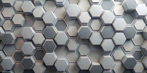 Fototapete - A Seamless Pattern of Interlocking Hexagons in Shades of Gray
