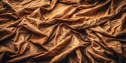 Aufkleber - The soft and inviting texture of a beautifully draped fabric, with rich warm brown tones and gentle folds, evoking a sense of comfort and warmth.
