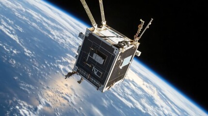 Wall Mural - astronauts on board a space station capture a stunning view of earth's curvature