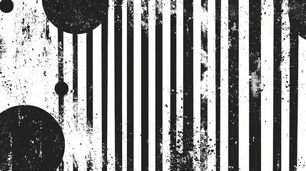 Fototapete - A collection of abstract black and white patterns and textures featuring grunge style stripes distressed effects paint splatter and minimalist geometric designs  This high contrast